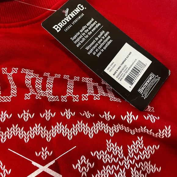 Browning Men's Festive Red Crewneck Sweater - Picture 3 of 5